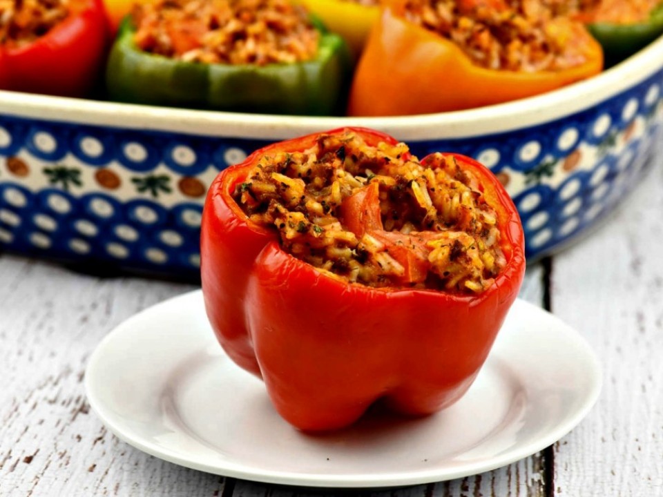 Italian-Stuffed-Bell-Peppers-served